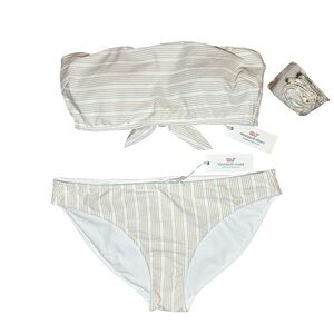 VINEYARD VINES NWT White/Gold Villa Shimmer Seersucker Bikini XL